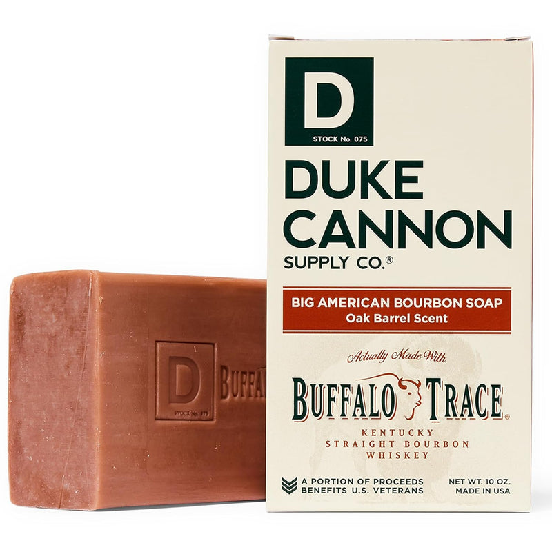 Big Brick of Soap Bar for Men Big American Bourbon Made W/Buffalo Trace (Charred Oak Barrel Scent) Multi-Pack - Superior Grade, Extra Large, All Skin Types, 10 Oz (6 Pack) - Puck's