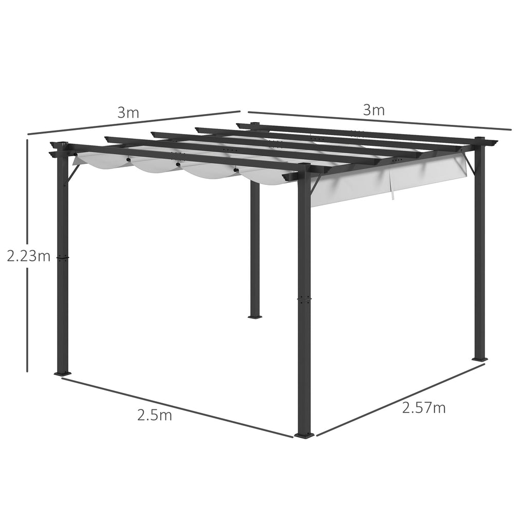 3 x 3(m) Aluminium Pergola Canopy Gazebo Awning Outdoor Garden Sun Shade Shelter Marquee Party BBQ, Light Grey-2