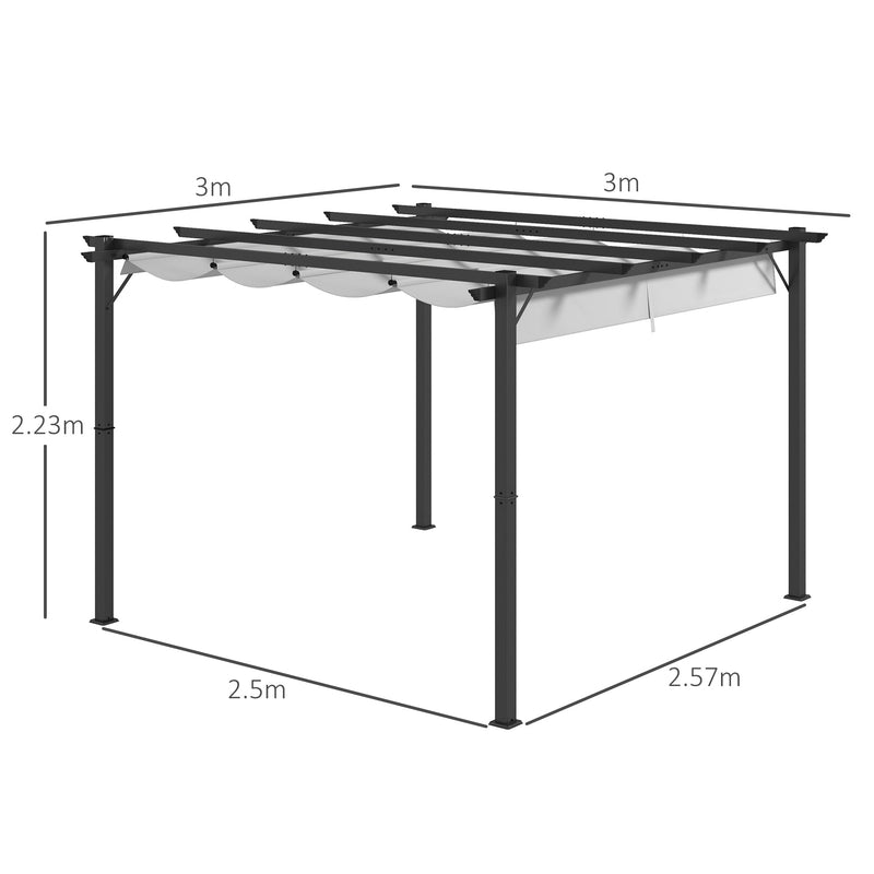 3 x 3(m) Aluminium Pergola Canopy Gazebo Awning Outdoor Garden Sun Shade Shelter Marquee Party BBQ, Light Grey-2
