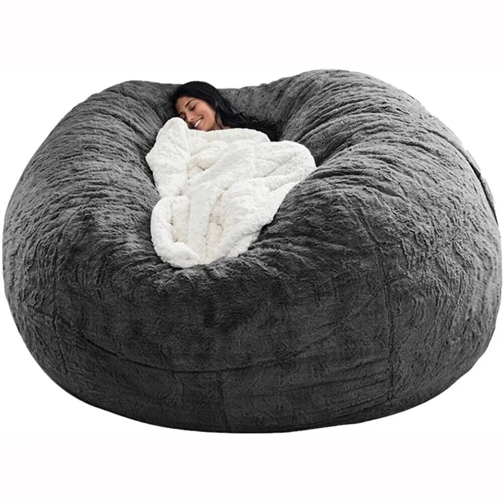 Large Sofa Sack, Ultra Soft Bean Bag Chair Cover for Living Room Lazy Lounger Chair (Stuffing Not Included), Dark Grey, 5 X 2.5 Ft - Puck's
