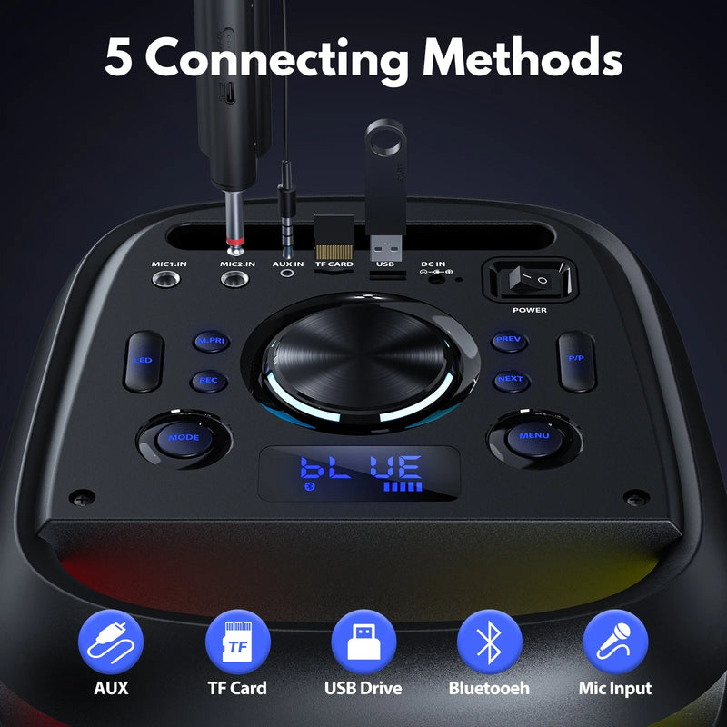 Speaker, Big Bluetooth Speaker with DJ Lights, Portable Large Outdoor Speakers Wireless Bluetooth Party Speaker with Remote Control, Stereo Speakers, Graduation Gift, T20