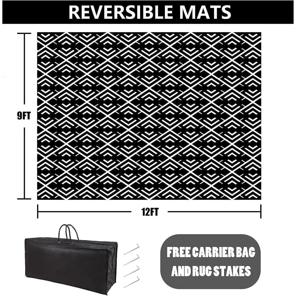 Outdoor Patio Rugs Clearance 9'X12' Waterproof Camping Rugs, RV Rugs for Outside, Deck Rug, Pool, Balcony Rugs - Puck's