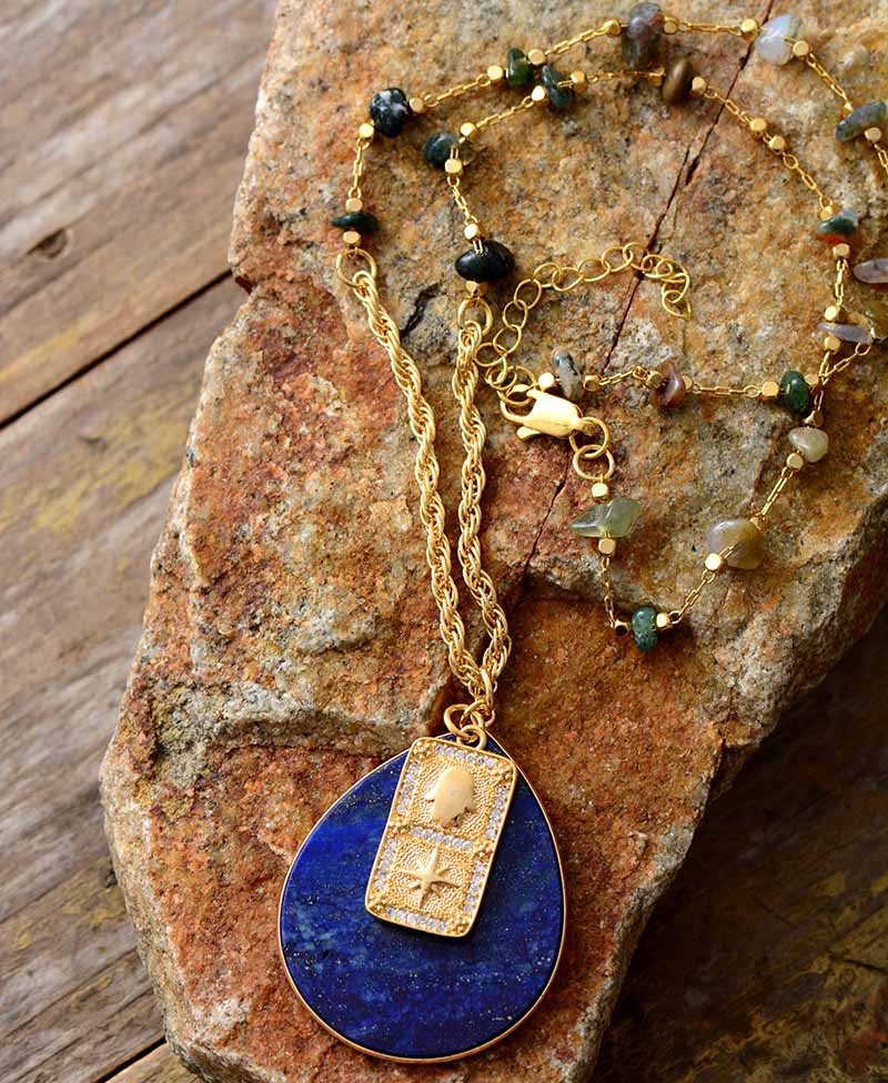 Lapis Lazuli Spiritual Teardrop Necklace - Puck's