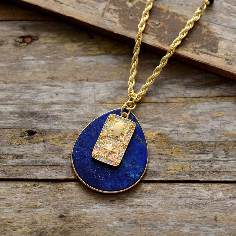 Lapis Lazuli Spiritual Teardrop Necklace - Puck's