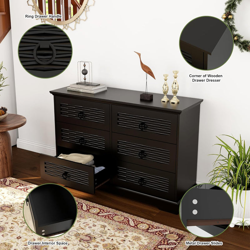 DG-3 Wood Drawer Dresser with 6 Drawers Modern Drawers Organizer - Puck's