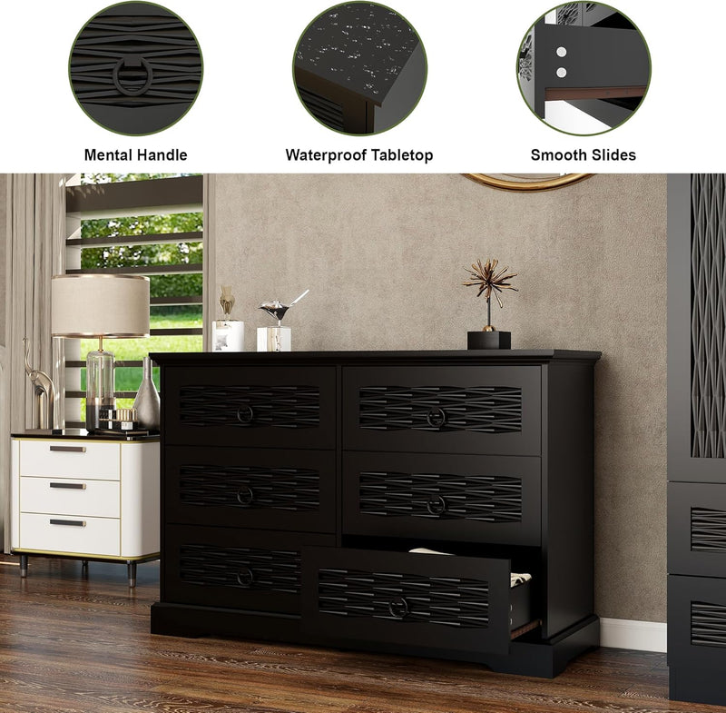 DG-3 Wood Drawer Dresser with 6 Drawers Modern Drawers Organizer - Puck's