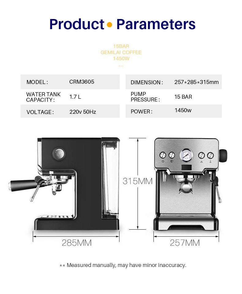 Espresso Coffee Maker Stainless Steel Italian Coffee Machine - Puck's