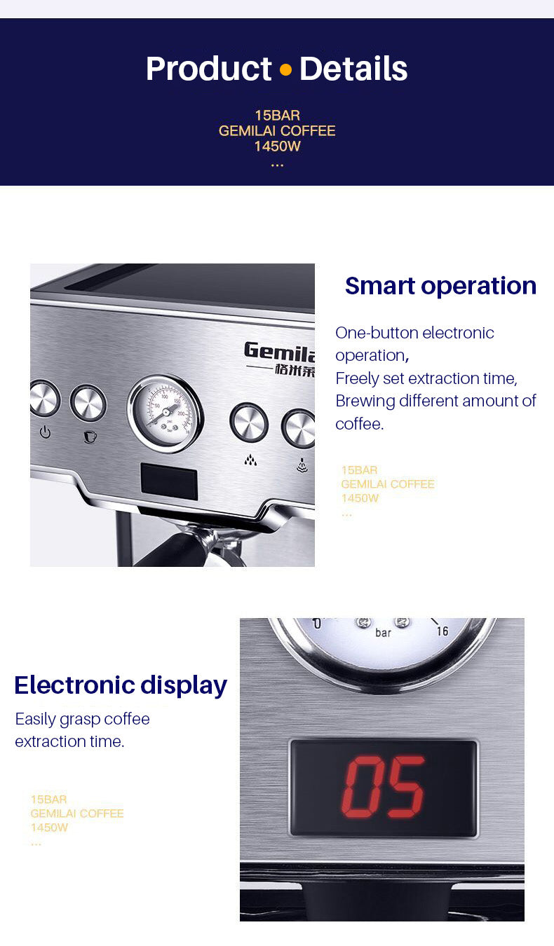 Espresso Coffee Maker Stainless Steel Italian Coffee Machine - Puck's