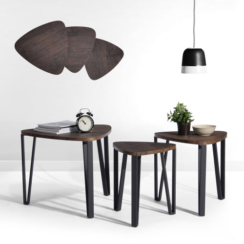 Vintage Nesting Triangle End Coffee Tables Stacking Side Table Set - Puck's