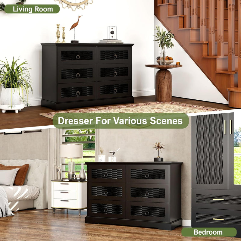 DG-3 Wood Drawer Dresser with 6 Drawers Modern Drawers Organizer - Puck's