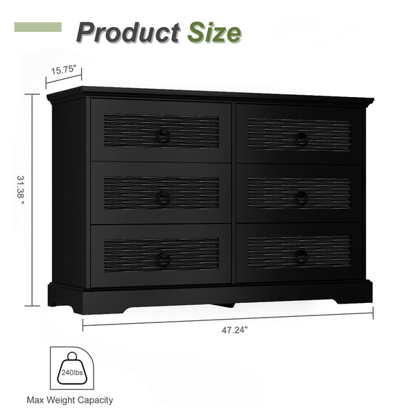 DG-3 Wood Drawer Dresser with 6 Drawers Modern Drawers Organizer - Puck's