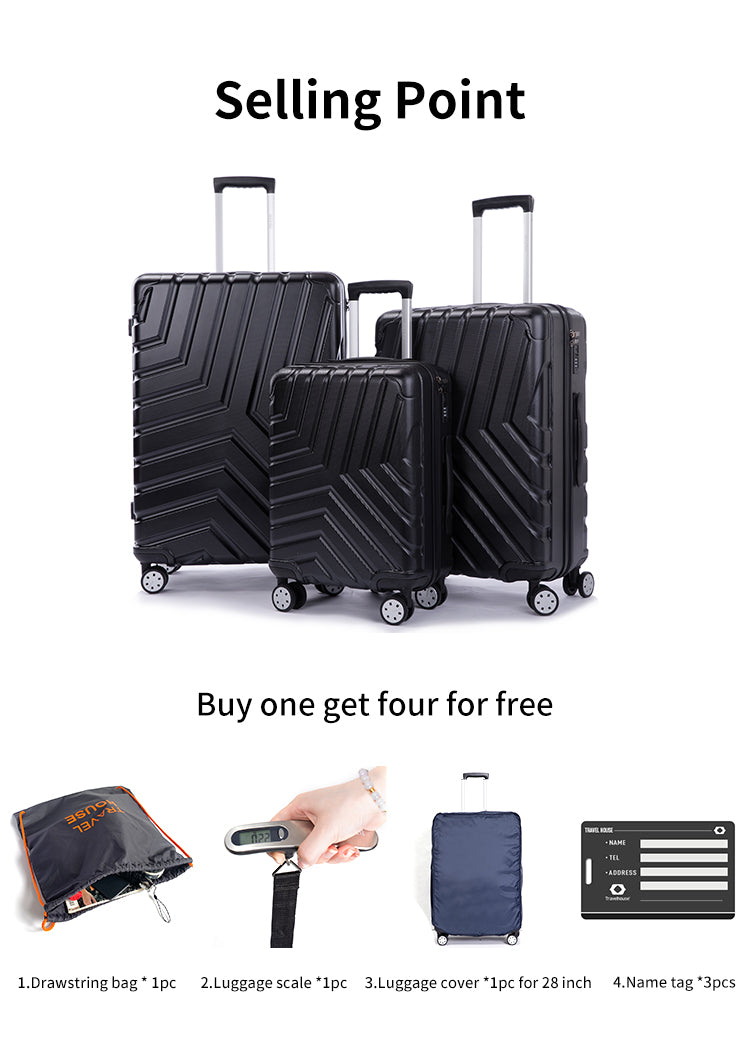 Suitcase Hardside Luggage Sets 3 Pieces with TSA Lock 4 Gifts - Puck's