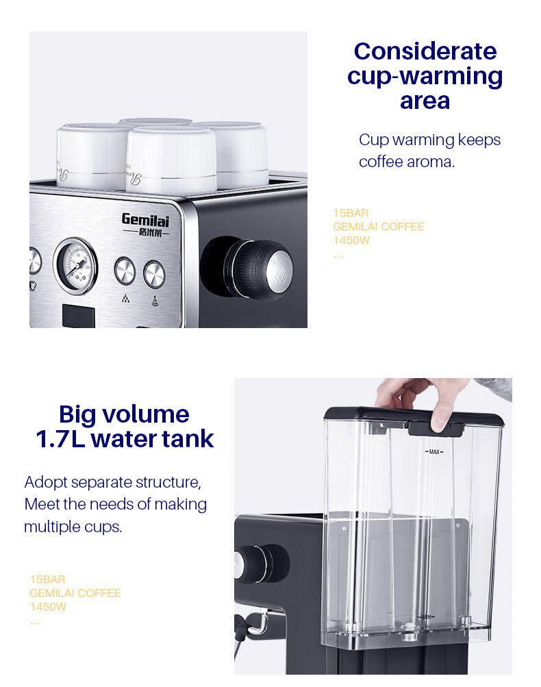 Espresso Coffee Maker Stainless Steel Italian Coffee Machine - Puck's