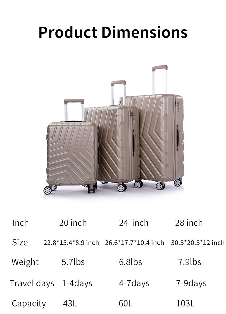 Suitcase Hardside Luggage Sets 3 Pieces with Double Spinner Wheels - Puck's