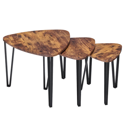 Vintage Nesting Triangle End Coffee Tables Stacking Side Table Set - Puck's