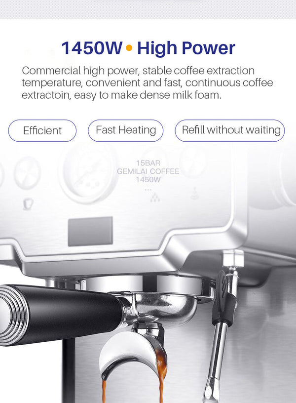 Espresso Coffee Maker Stainless Steel Italian Coffee Machine - Puck's