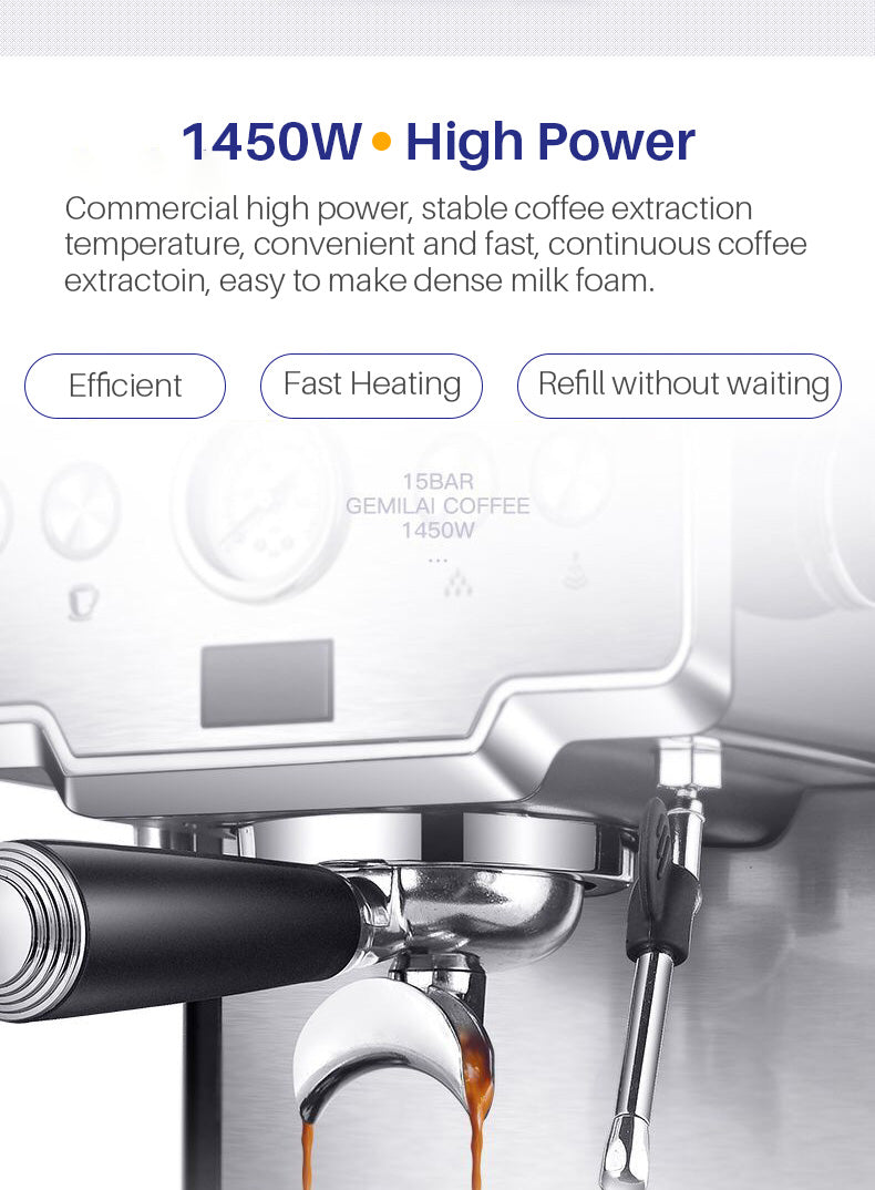 Espresso Coffee Maker Stainless Steel Italian Coffee Machine - Puck's