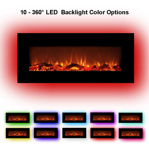 42 Inch Wall-Mounted Electronic Fireplace 10 Colors CSA Certification - Puck's
