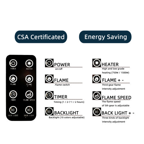 42 Inch Wall-Mounted Electronic Fireplace 10 Colors CSA Certification - Puck's