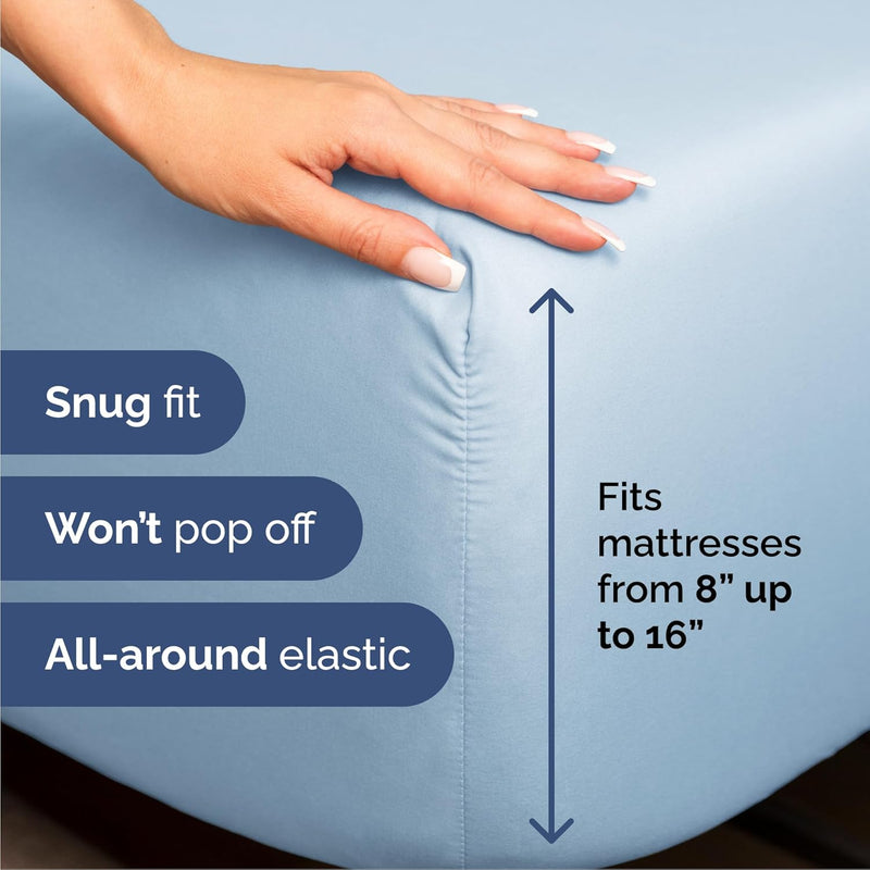 Cal King 6 Piece Sheet Set - Comfy, Breathable & Cooling - Hotel Luxury Bedding for Women, Men, Kids & Teens - 1 Flat & 1 Fitted Sheet & 4 Pillowcases W/Deep Pockets - Soft & Wrinkle Free - Baby Blue - Puck's