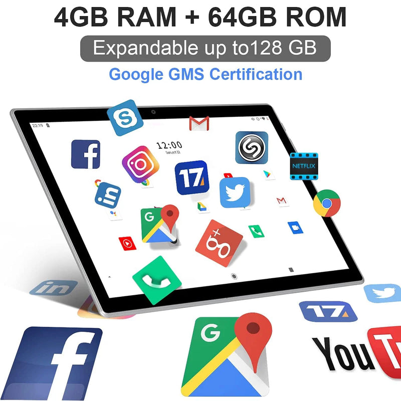 Tablet 10 Inch Android 13.0 Tablet 4G Cellular Tablet PC 2024 Latest Update 4G Phone Tablet 64GB + 4GB Storage Octa-Core Processor,Dual SIM Card Slot,Gps,Wifi,Bluetooth,1080P HD (Gray) Laptop Tablet - Puck's