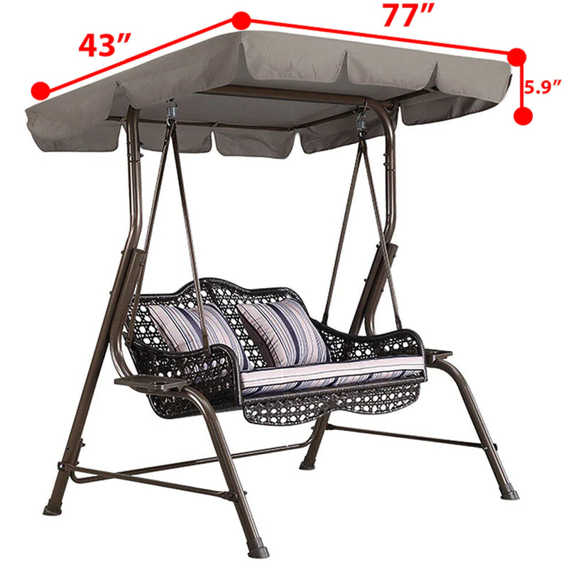 77"X43" Patio Outdoor Garden Swing 300D Canopy Replacement Porch Top Cover Seat - Puck's