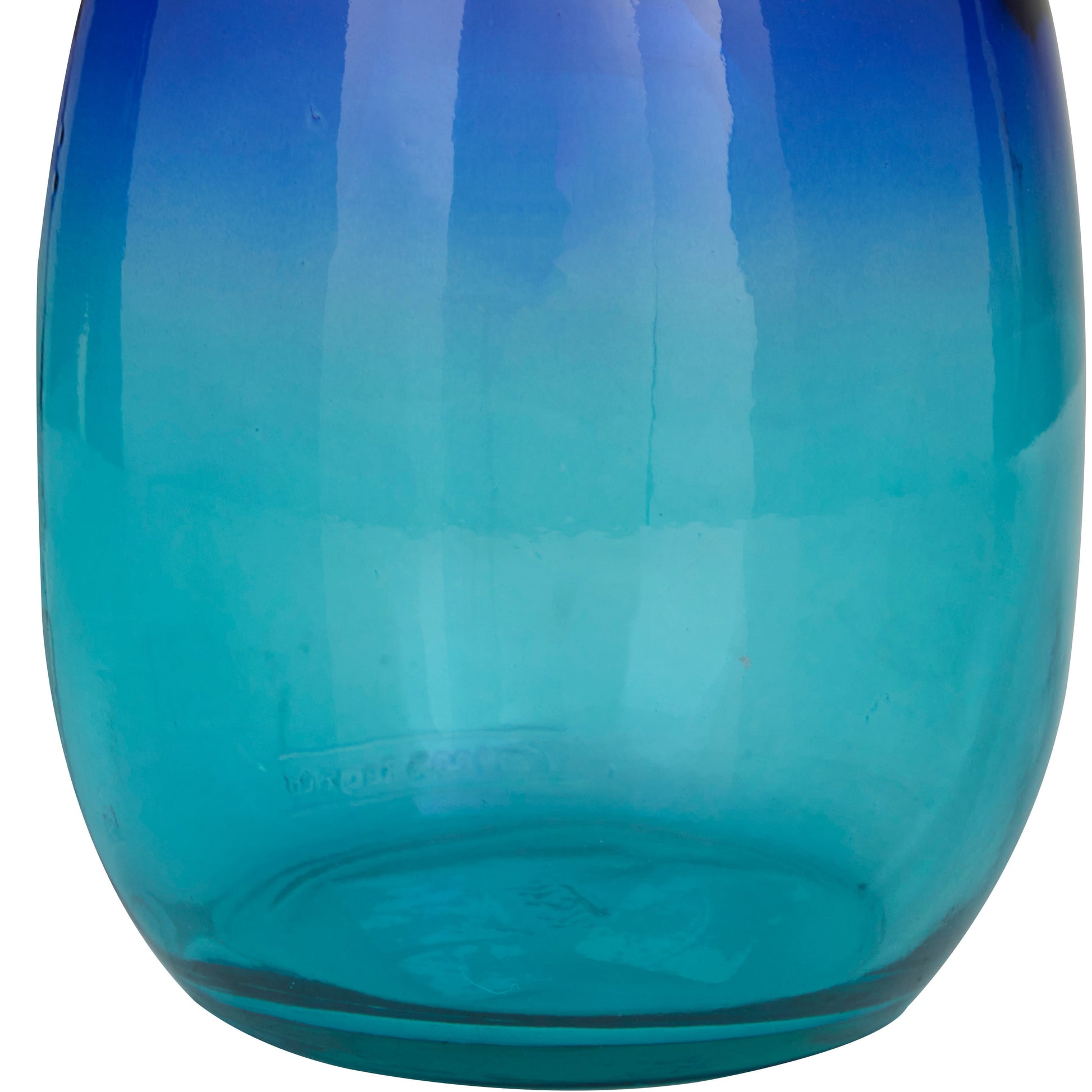 Recycled Glass Bottle Vase Collection Made in Spain - Multiple Sizes - Clear, Blue, Teal, Green Gradient Blue - Jar 6.85W X 6.75L X 10.90H - Puck's
