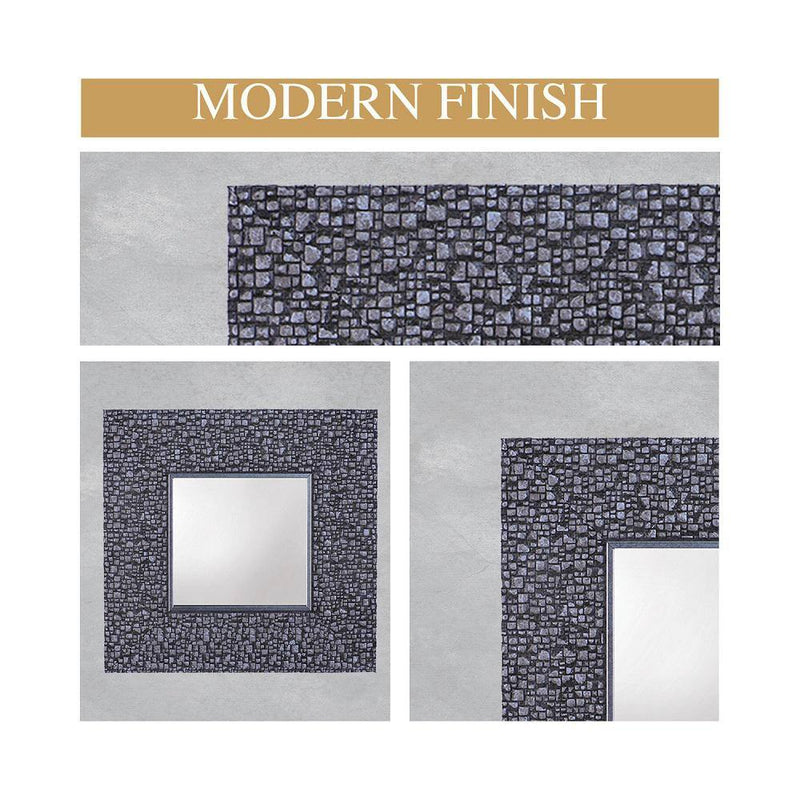 11.25 X 11.25 Inches Set of 4 Accent Wall Mirrors Silver Grey Mosaic Wall Decor - Puck's