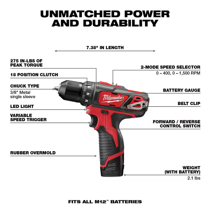 M12 12V Lithium-Ion Cordless Drill Driver/Impact Driver Combo Kit (2-Tool) with M12 HACKZALL Reciprocating Saw - Puck's