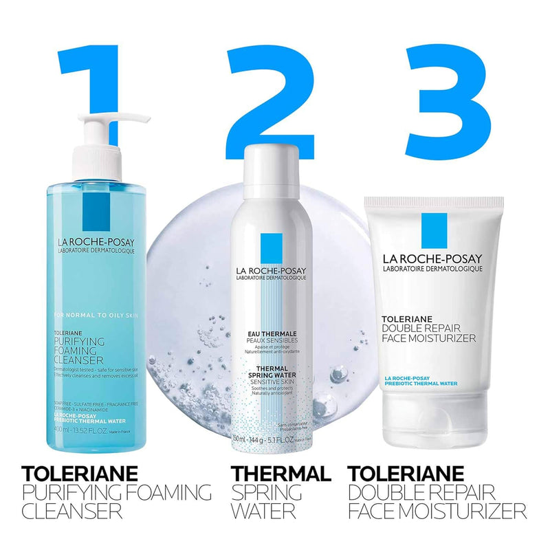 Toleriane Purifying Foaming Facial Cleanser, Niacinamide + Ceramides + Prebiotic Thermal Water, Oil Free Face Wash for Oily Skin, Pore Cleanser Safe for Sensitive Skin, Soap Free - Puck's