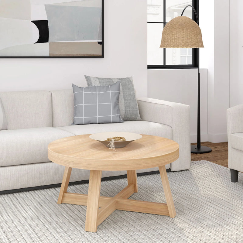 Classic Solid Wood round Coffee Table, 36" Farmhouse Table for Living Room - Puck's