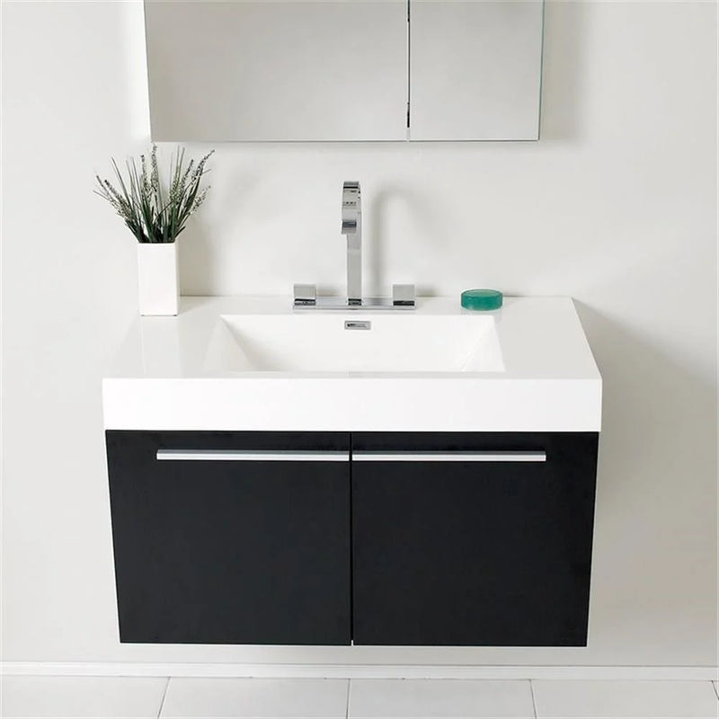 Vista 36"Black Bathroom Vanity & Medicine Cabinet - Puck's