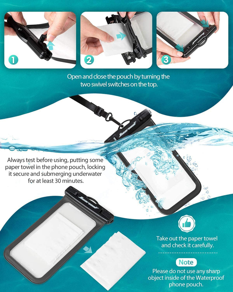 Waterproof Phone Pouch, Waterproof Phone Case for Iphone 16 15 14 13 Pro Max, IPX8 Cellphone Dry Bag Beach Cruise Ship Essentials 2Pack-8.3" - Puck's