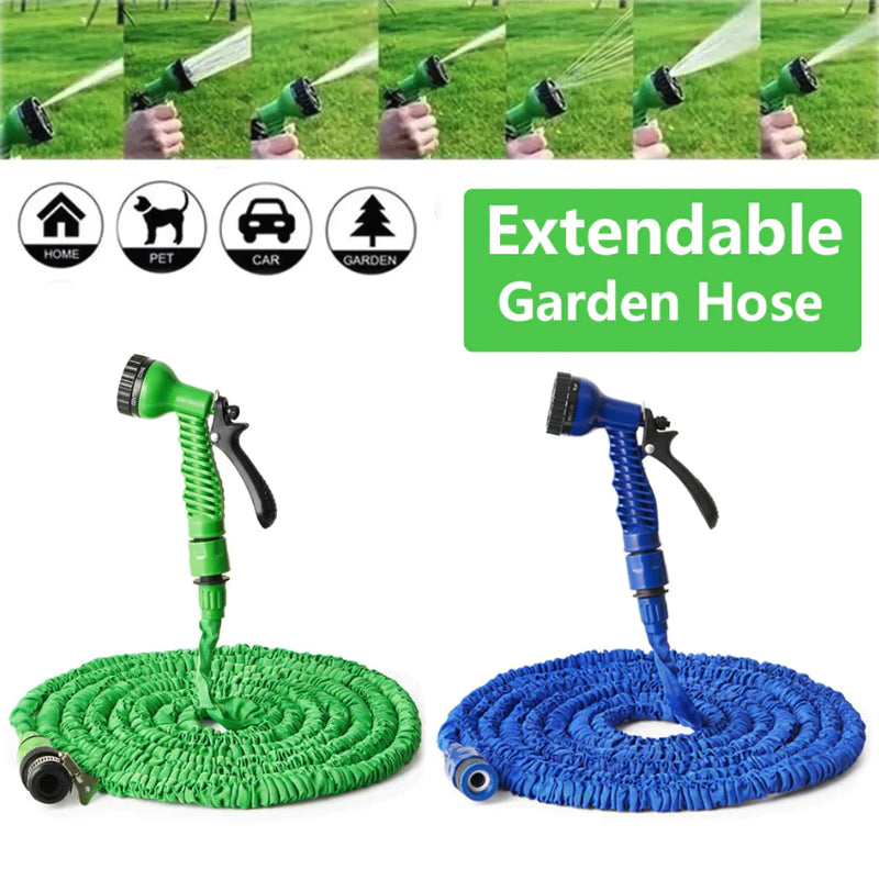 Expanding Expandable Flexible Garden Water Hose W Spray Nozzle 25, 50, 75, 100FT - Puck's
