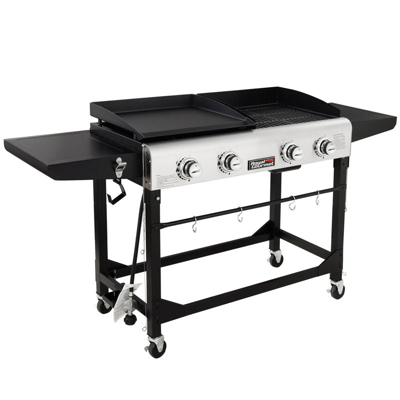 4 - Burner Gas Grill and Griddle Combo with Side Table - Puck's