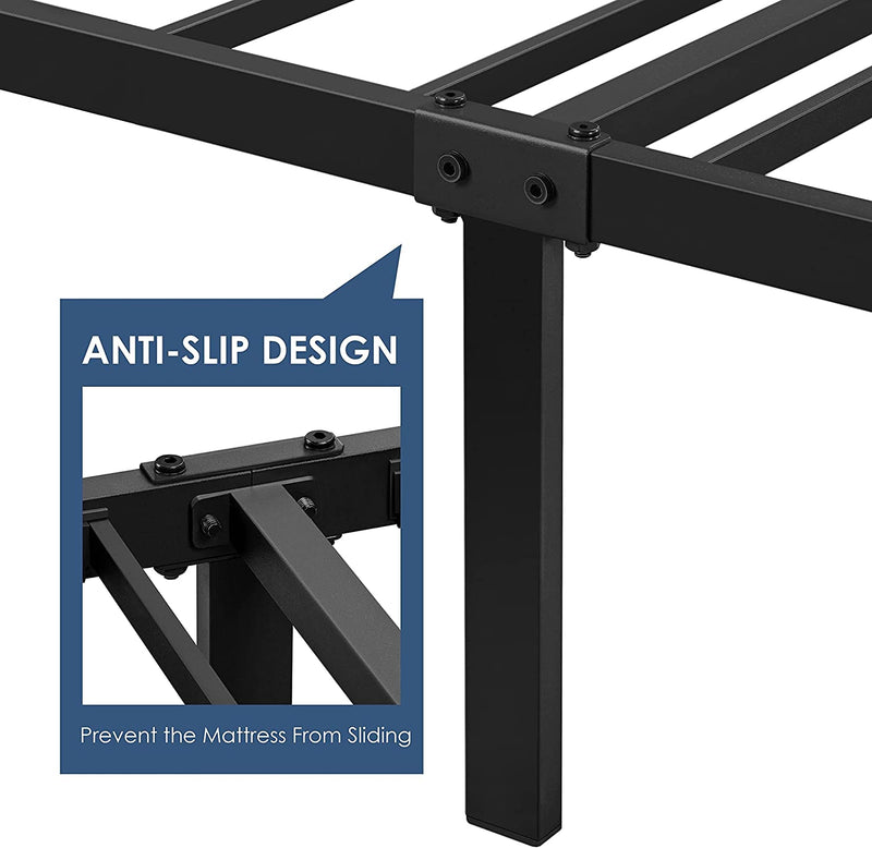 Twin Size Bed Frame, Single Metal Platform Bed with Rustic Wooden Headboard and Footboard, No Box Spring Needed/12 Inch Underbed Storage Space/No Noise/Easy Assembly, Walnut - Puck's