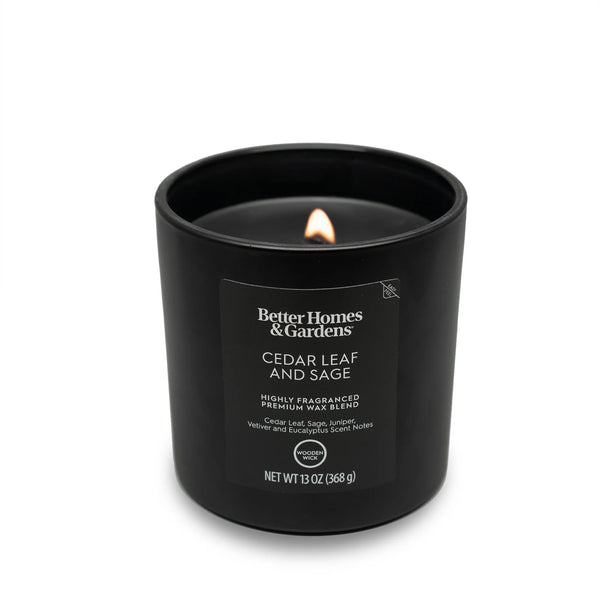 13Oz Cedar Leaf and Sage Scented Wooden Wick Jar Candle - Puck's