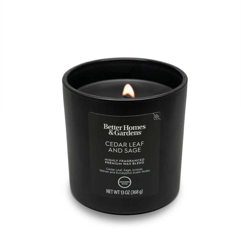 13Oz Cedar Leaf and Sage Scented Wooden Wick Jar Candle - Puck's