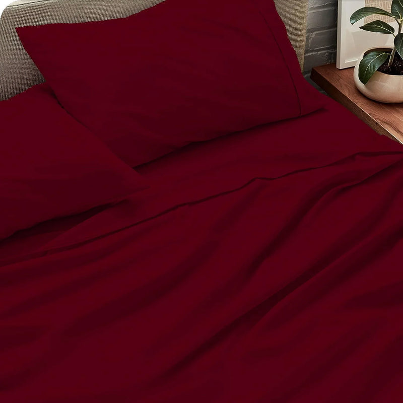 800 Thread Count 100% Egyptian Extra Long Staple Cotton Sheet Set, 4 Pc Set, Sateen Weave, Hotel Collection Soft Luxury Bedding, Fits Upto 15" Inch Deep Pocket (Burgundy Solid, Full Size) - Puck's