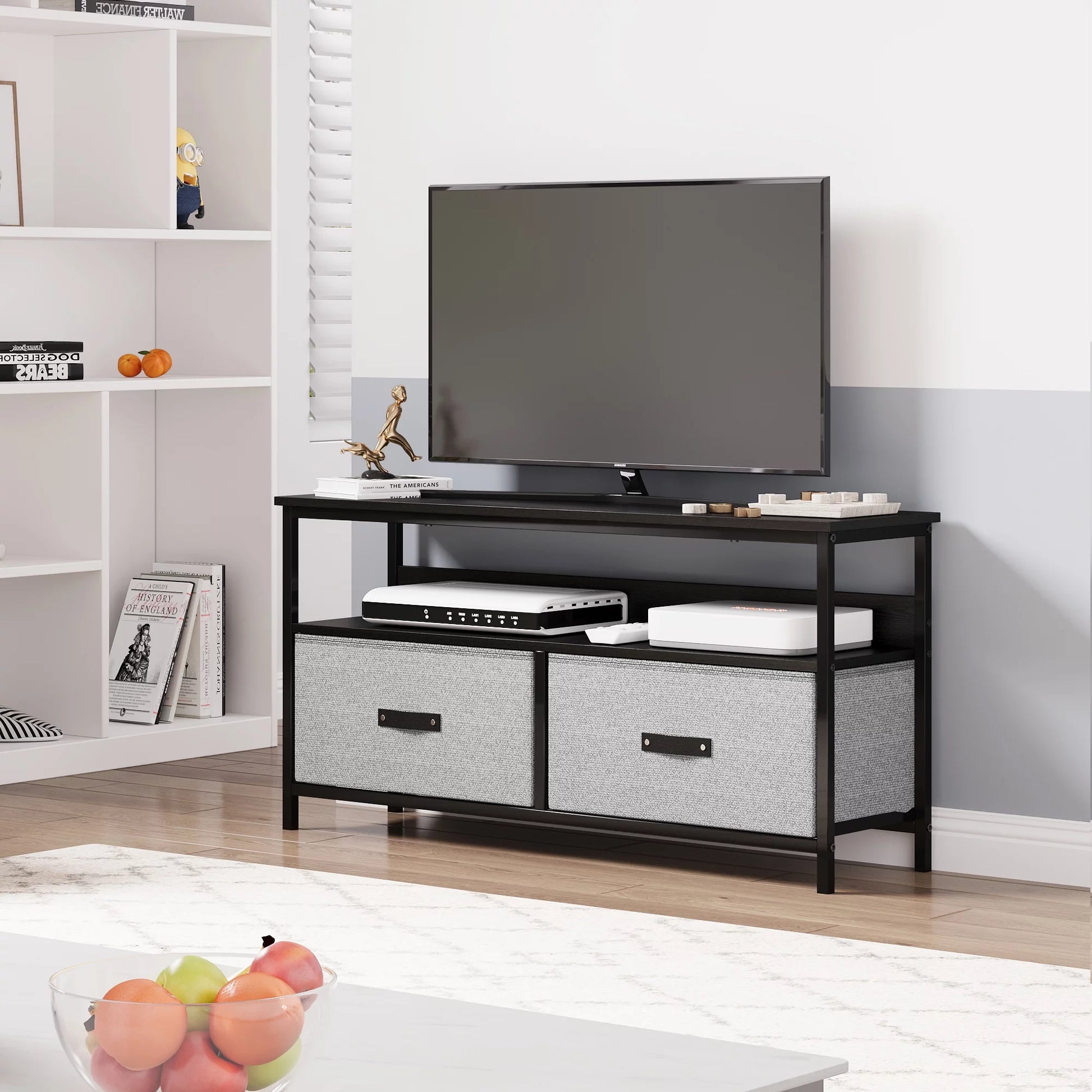 Dresser TV Stand 2-Drawers, 50 Inch TV Stand for Bedroom Small TV Stand Dresser with Shelves, TV & Media Console Table Furniture - Puck's
