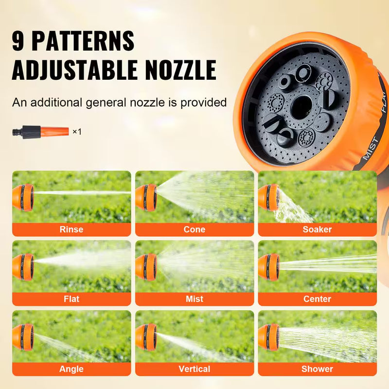 Retractable Hose Reel 5/8 In. Dia X 84 Ft. Garden Water Hose Reel W/9-Pattern Nozzle 180° Swivel Bracket Wall-Mounted - Puck's