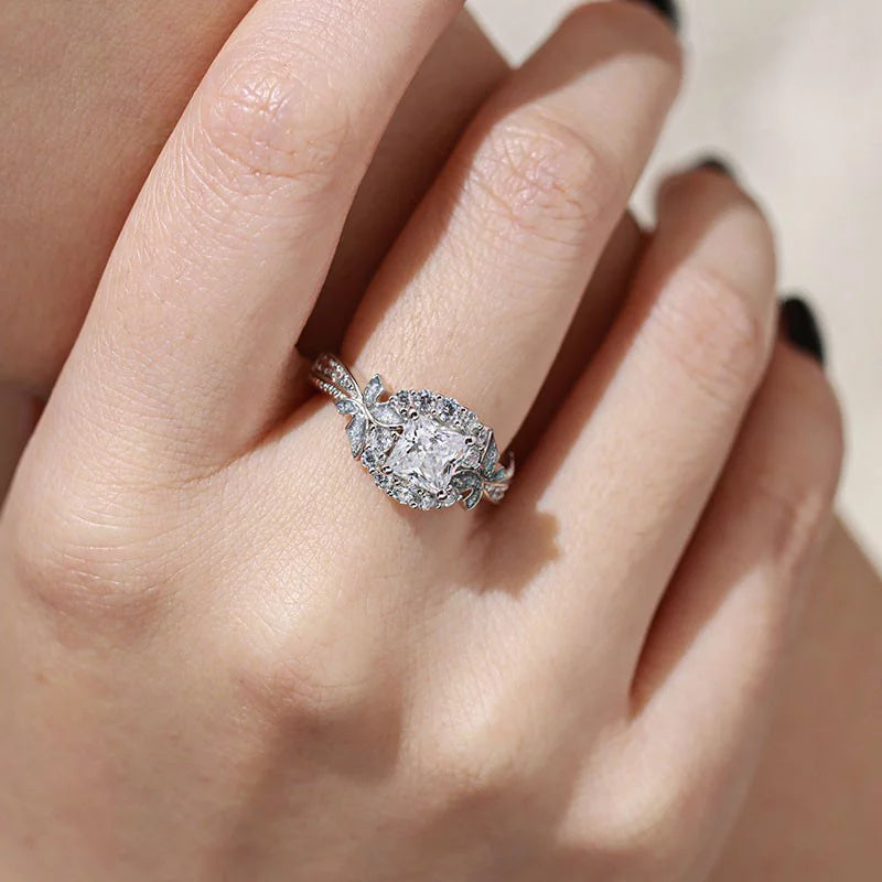 Matching Rings Couple Rings 10Kt White Gold Plated CZ Wedding Ring for Women Men Ring - Puck's