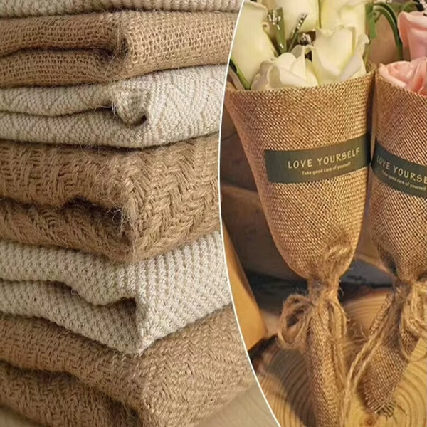 100X150Cm Natural Jute Burlap Fabric for Place Mats Bags Tablecloth Background Decoration Mesh Linen Textile Cloth - Puck's