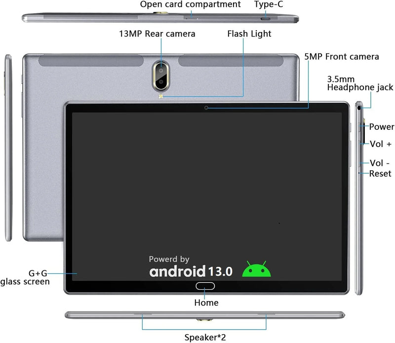 Android 13 Tablet 10 Inch Tablet with Keyboard Wireless Mouse Stylus,4G Phone Tablet,Octa Core Processor 1280X800 IPS Tablet/4Gb RAM 64GB ROM/13MP+5MP Camera Bluetooth Wifi Tablet,2024 Latest Tablet - Puck's