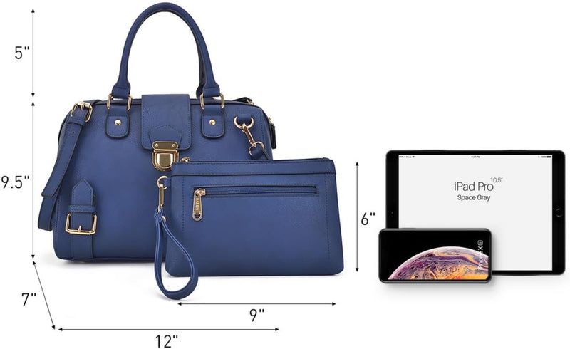 Women Barrel Handbags Fashion Satchel Bags Top Handle Shoulder Purses Vegan Leather Work Tote - Puck's