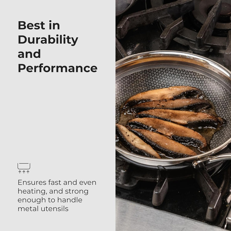 Quick Release 8-Inch Stainless Steel Nonstick Frying Pan - Induction Cookware - Stainless Steel Pan - Puck's