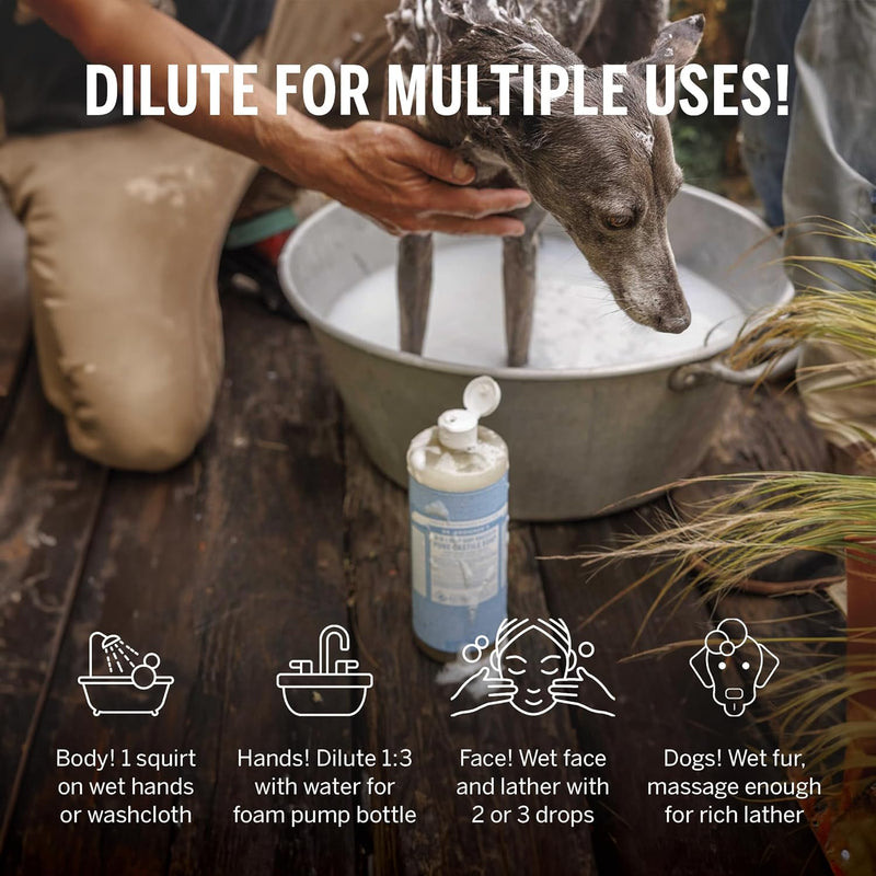 Pure Castile Liquid Soap - Made with Regenerative Organic Certified Oils - 18-In-1 Uses for Face, Body, Hand Gentle on Baby & Sensitive Skin Body Wash Unscented,32Oz - Puck's