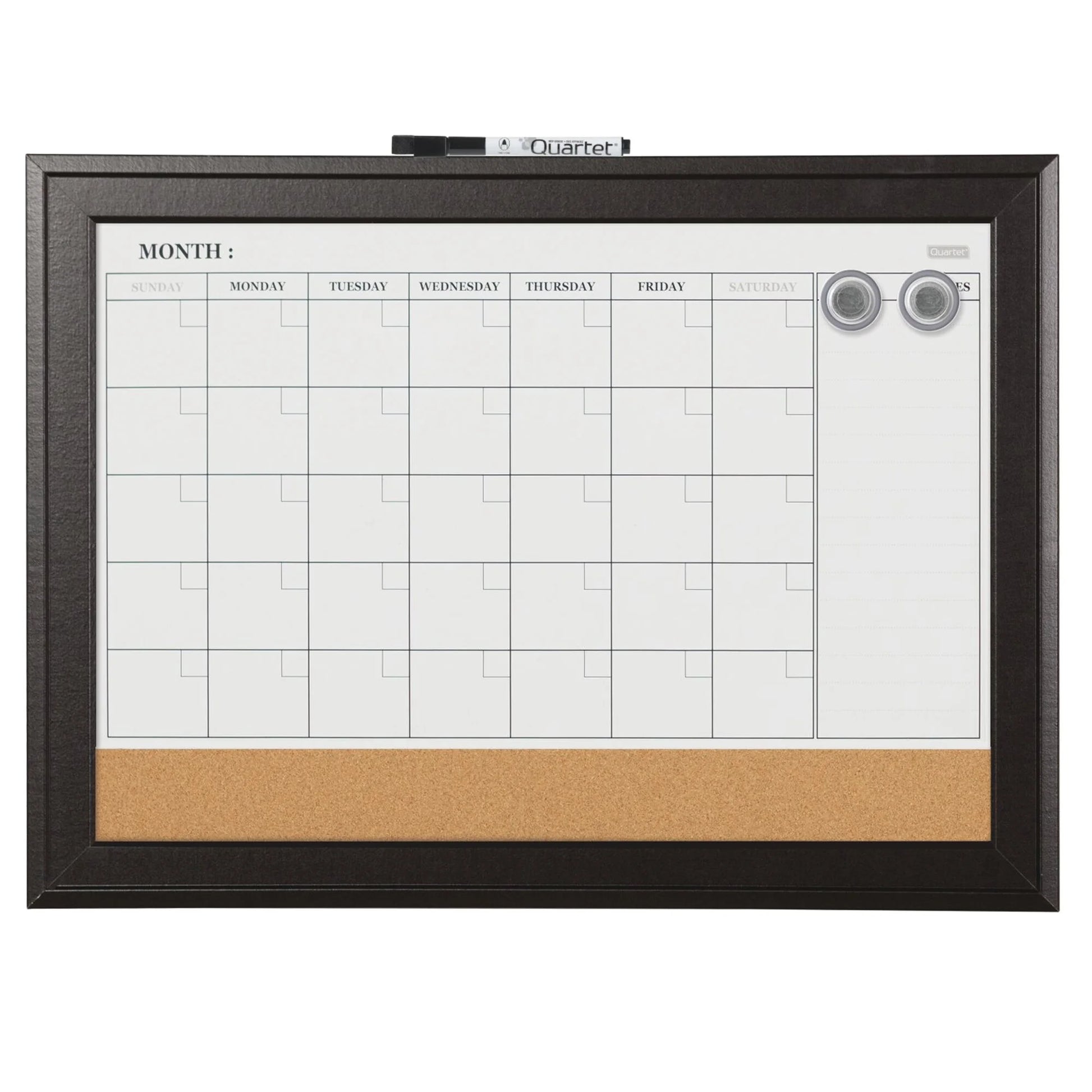 79275 23 X 17 Home Decor Magnetic Combo Dry Erase Board with Cork Board on Bottom - Tan/White Surface/Espresso Wood Frame