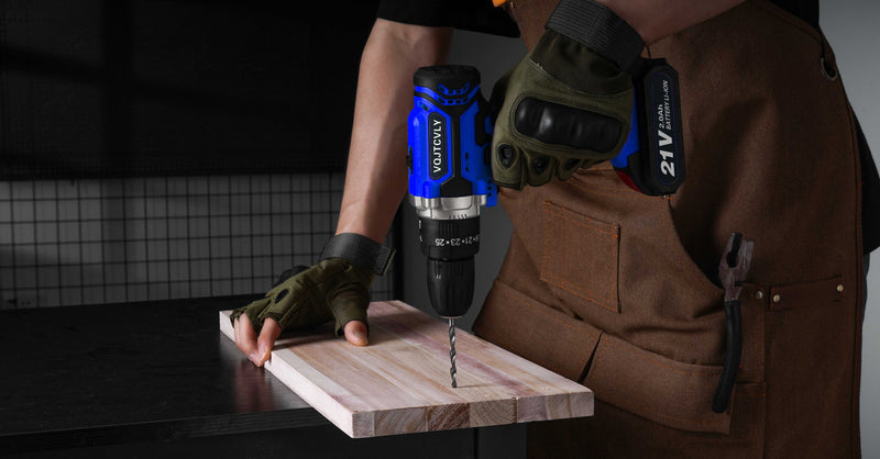 Cordless Drill, 21V Power Drill Set, 25+1 Position Adjustable Torque Electric Drill, 2-Speed Transmission for Screwdriving and Drilling, Blue - Puck's