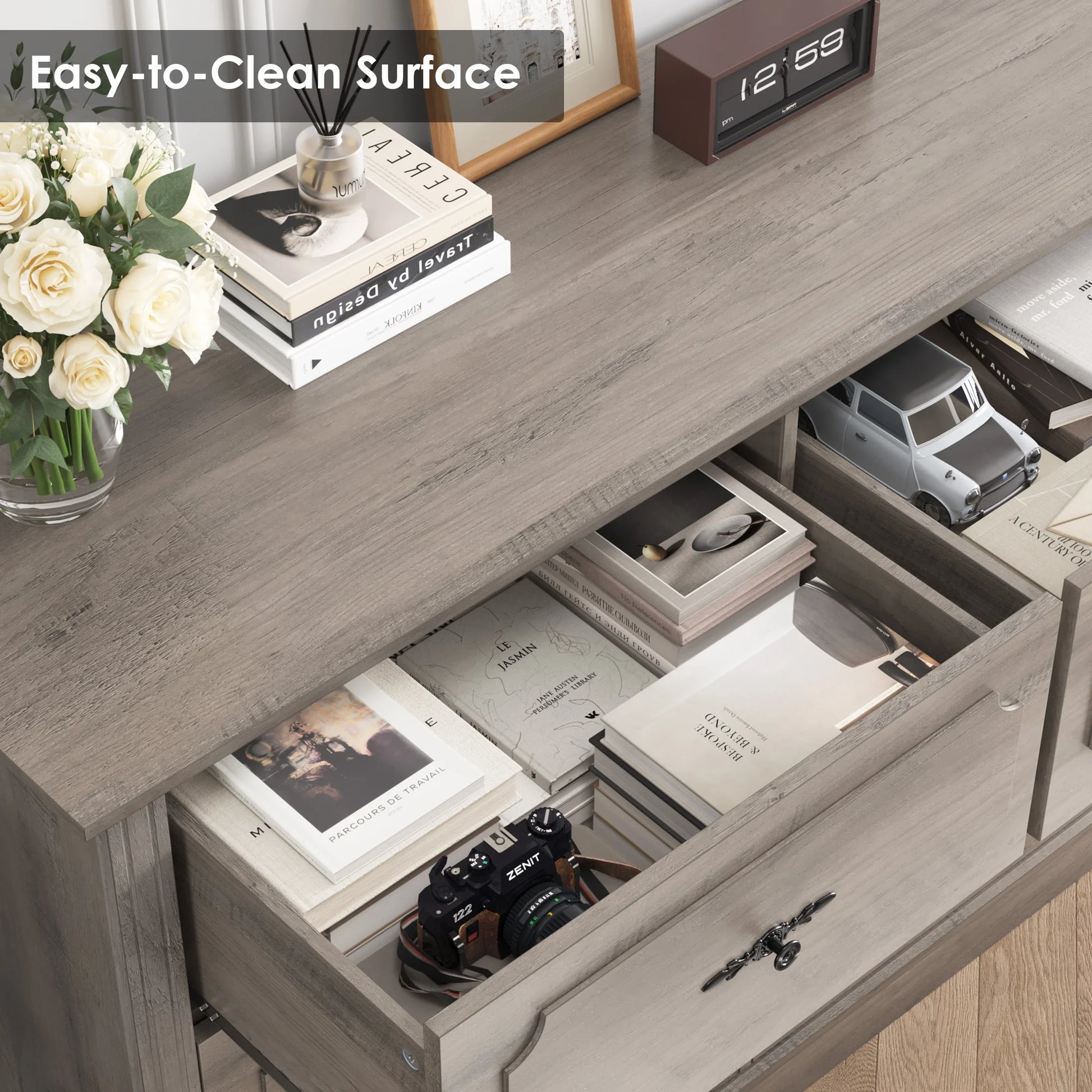 6 Drawer Bedroom Dresser, Farmhouse Wood Storage Drawer Chest Cabinet for Living Room Entryway, Gray - Puck's